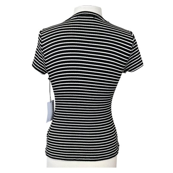 Bailey 44 Nala Black White Striped Wrap Short Sleeve Pullover Top LG NWT - Picture 5 of 9